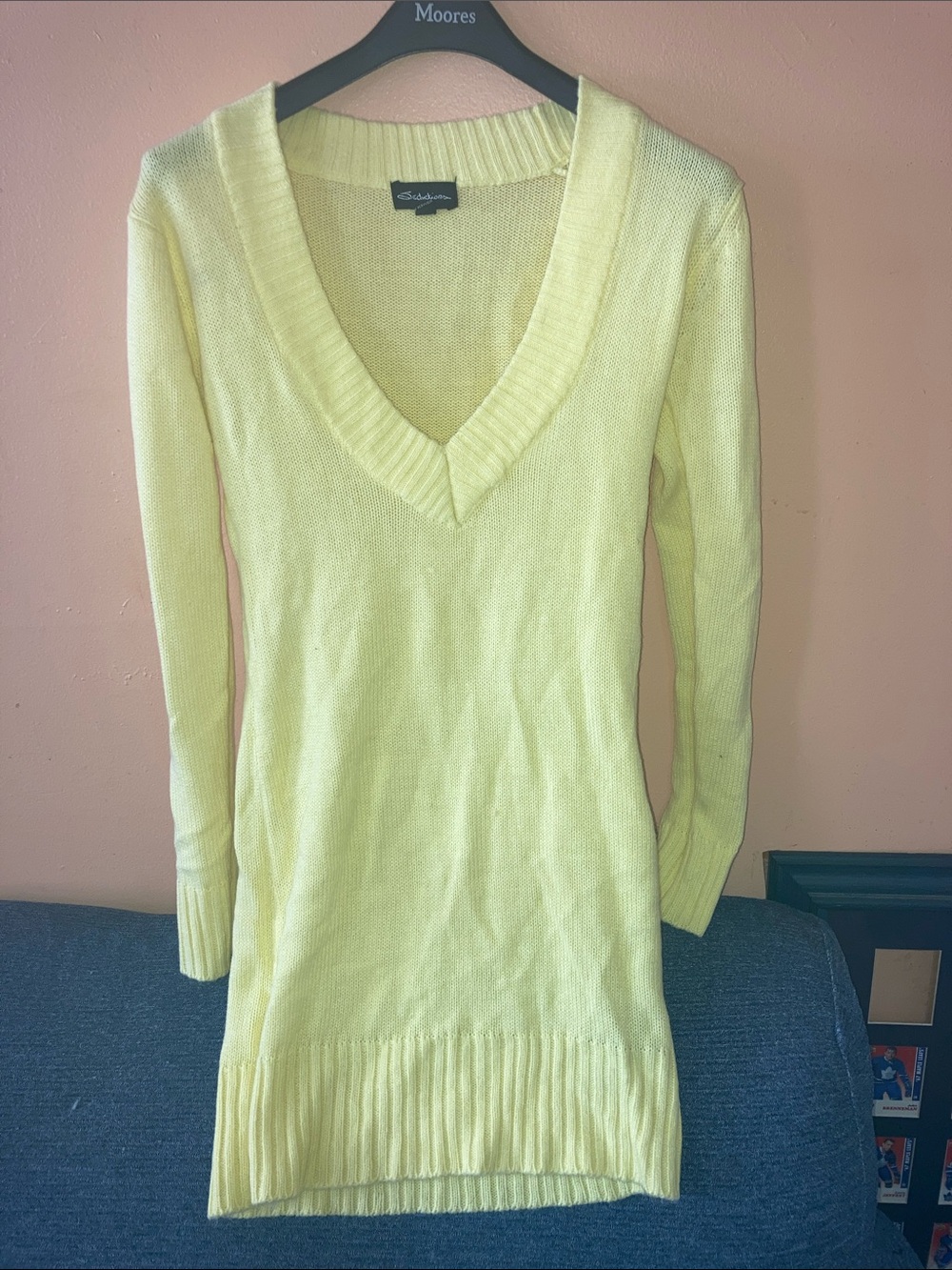 Y2K Seductions Yellow V-Neck Longline Sweater